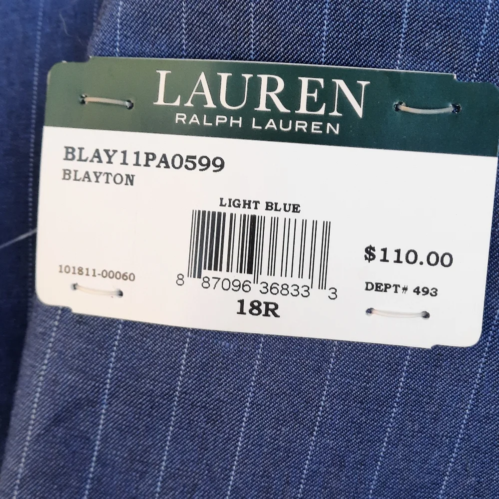 LAUREN RALPH LAUREN BOYS 18R BLAYTON LIGHT BLUE w/Pin Stripe BLAZER NWT